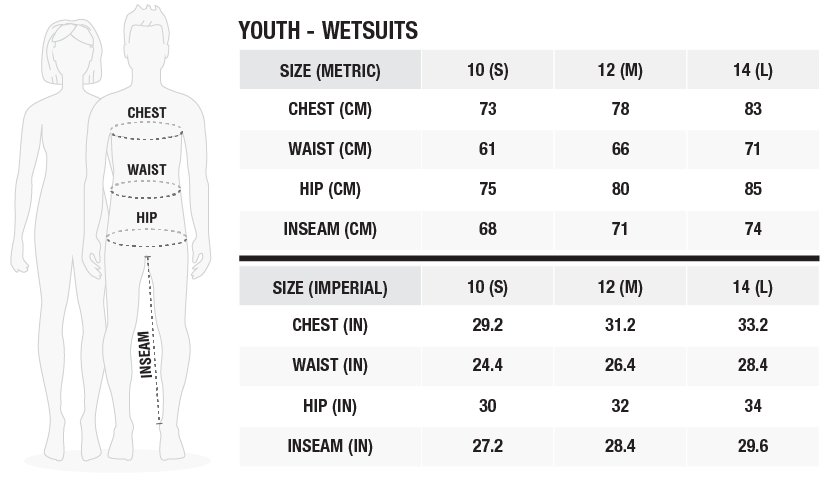 ZHIK Youth Superwarm long john JUNIOR 2025 youth_size_chart